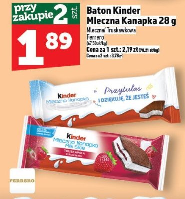 Baton Kinder Mleczna Kanapka 28 g promocja w TOPAZ