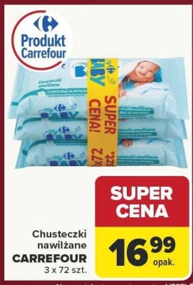 Chusteczki nawilżane CARREFOUR 3 x 72 szt. promocja w Carrefour