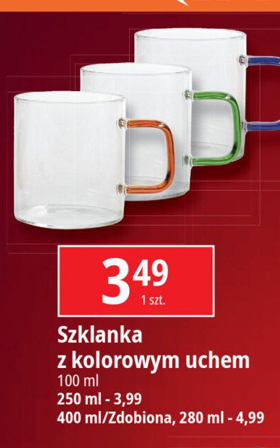 Szklanka z kolorowym uchwytem 100 ml promocja