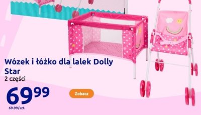 Wózek i łóżko dla lalek Dolly Star 2 części promocja w Action