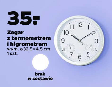 Zegar ścienny z termometrem i higrometrem śr. 30 cm promocja