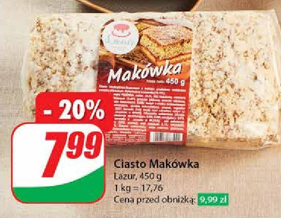 Ciasto makówka CUKIERNIA LAZUR promocja