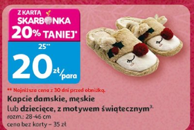 Kapcie damskie, męskie lub dziecięce, z motywem świątecznym Inextenso promocja w Auchan