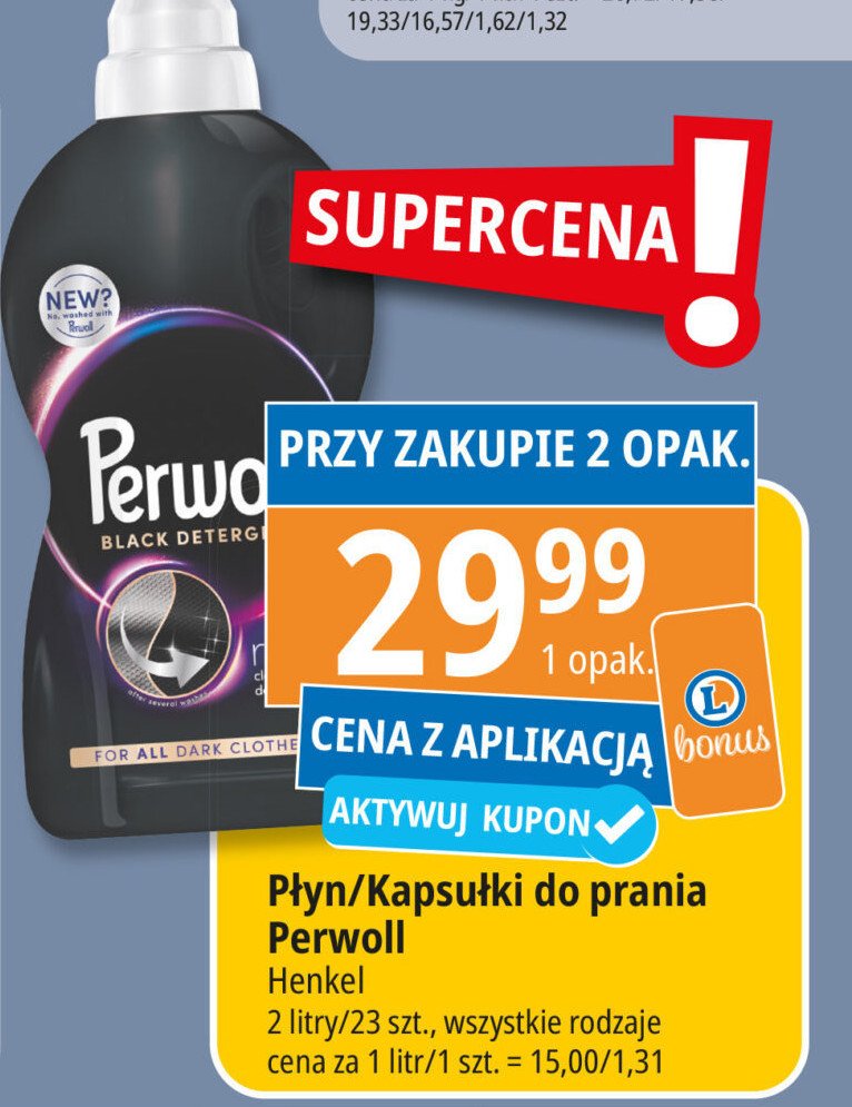 Płyn do prania Perwoll renew black promocja w Leclerc