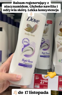 Balsam do ciała regenerujący Body Love Night Renew z niacynamidem promocja w Rossmann