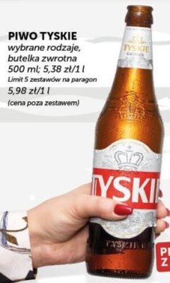 Piwo Tyskie różne rodzaje, butelka zwrotna promocja w Groszek