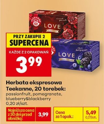 Herbata ekspresowa, 20 torebek: pomegranate promocja w Biedronka