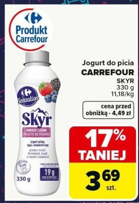Jogurt do picia Carrefour Skyr owoce leśne promocja w Carrefour