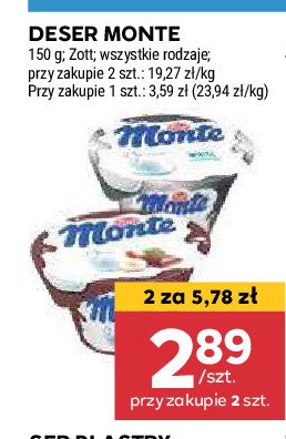 Deser śmietankowy Zott monte white promocja