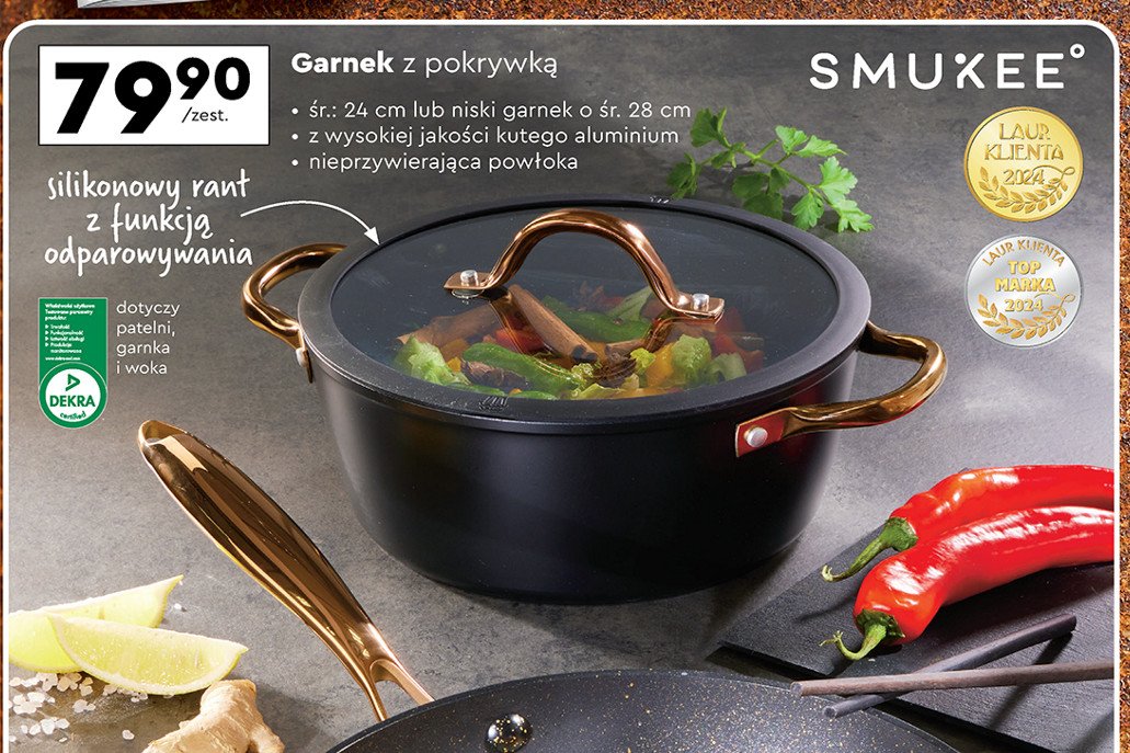 Garnek z pokrywką 24 cm Smukee promocja