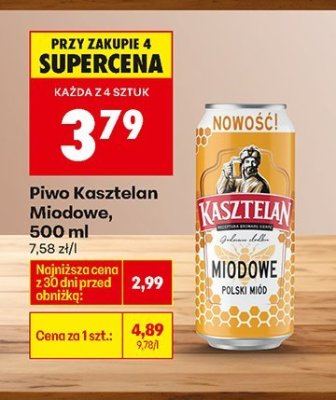 Piwo Kasztelan Miodowe, 500 ml promocja w Biedronka