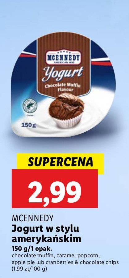 Jogurt amerykański czekoladowo- żurawinowy Mcennedy promocja