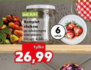 Komplet słoików 500 ml z nakrętkami promocja w Kaufland