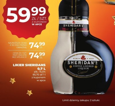 Likier Sheridan's Coffee Layered Liqueur 0,7L promocja w Duży Ben