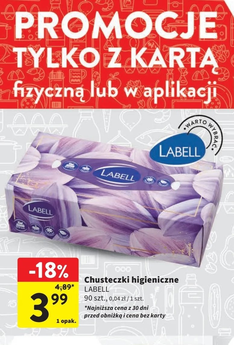 Chusteczki higieniczne 3-warstwowe Labell promocja