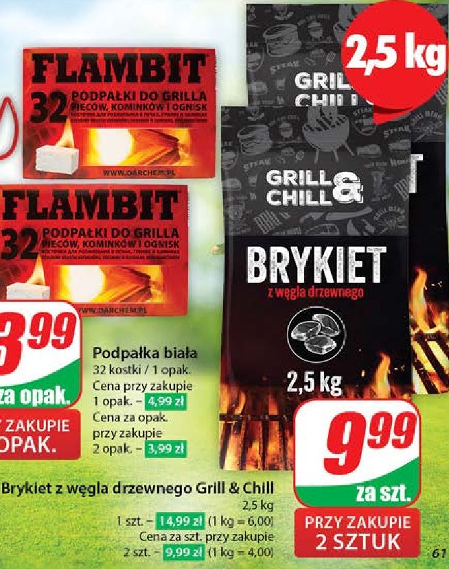 Brykiet z węgla drzewnego Grill & chill promocja w Dino