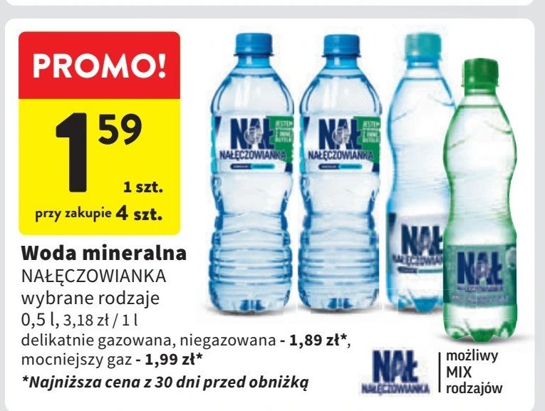 Woda delikatnie gazowana Nałęczowianka promocja w Intermarche