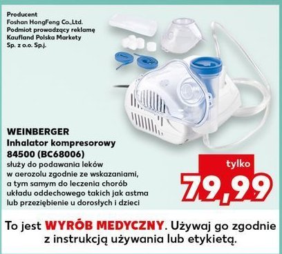 Inhalator kompresorowy 84500 Weinberger promocja w Kaufland