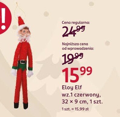 Elf czerwony Eloy, 32 x 9 cm, 1 szt. promocja w Rossmann