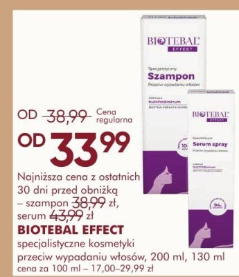 Szampon specjalistyczny BIOTEBAL EFFECT przeciw wypadaniu włosów promocja w Super-Pharm