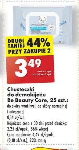 Chusteczki do demakijażu sensitive Be beauty care promocja