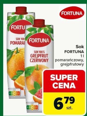 Sok Fortuna pomarańczowy, grejpfrutowy różne rodzaje promocja w Carrefour Market