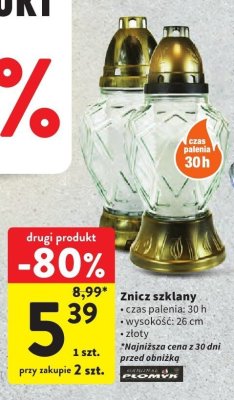 Znicz szklany 30 g 14 cm promocja w Intermarche
