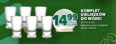 Komplet kieliszków do wódki 25 ml, 6 szt. promocja w Stokrotka