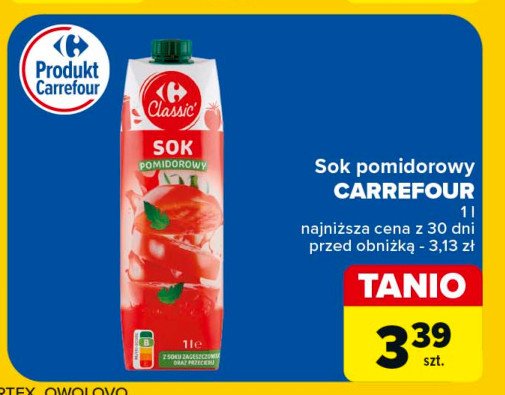 Sok pomidorowy Carrefour classic promocja