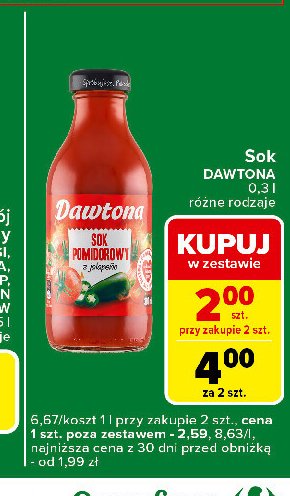 Sok pomidorowy z jalapeno Dawtona promocja w Carrefour Express