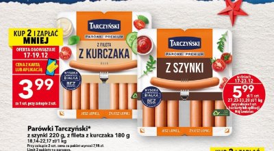 Parówki Tarczyński z szynki 220 g promocja w LEWIATAN