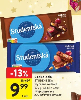 Czekolada Studentska wybrane rodzaje promocja w Intermarche