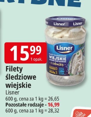 Filety śledziowe wiejskie Lisner 600 g promocja w Leclerc