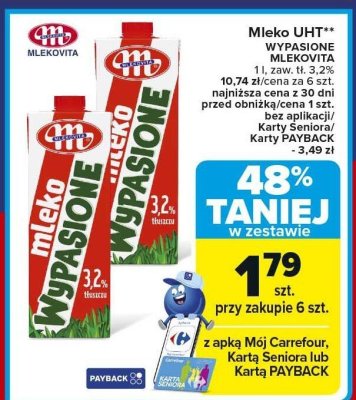 Mleko UHT wypasione 3,2% promocja w Carrefour