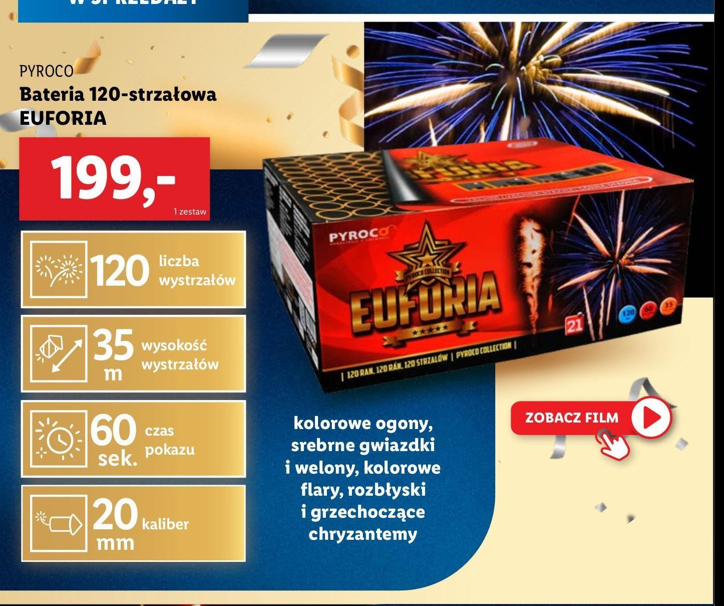 Bateria 120 strzałów euforia Pyroco promocja