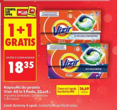 Kapsułki do prania Vizir All in 1 Pods 22szt. promocja w Biedronka