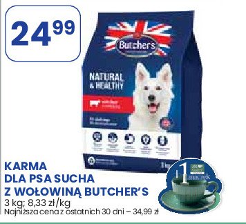 Karma dla psa z wołowiną Butcher's natural & healthy promocja