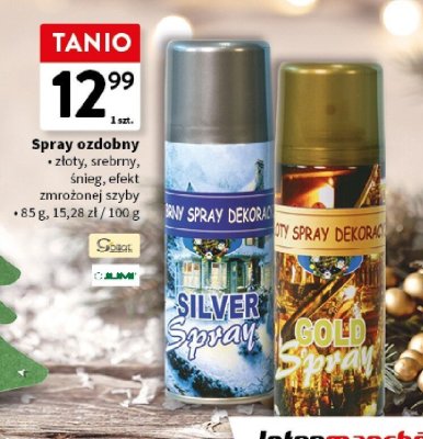 Spray ozdobny złoty, srebrny, śnieg, efekt zmrożonej szyby promocja w Intermarche