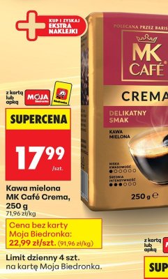 Kawa mielona MK Café Crema 250 g promocja w Biedronka