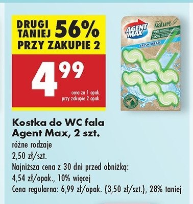 Kostka toaletowa ocean breeze fala Agent max active & clean promocja