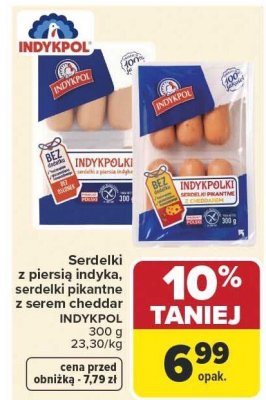 Serdelki z piersią indyka INDYKPOL promocja w Carrefour
