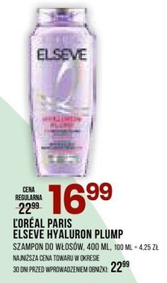Szampon do włosów LOREAL PARIS ELSEVE HYALURON PLUMP promocja w Drogerie Natura