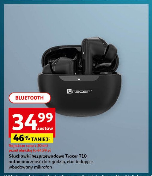 Słuchawki t10 czarne Tracer promocja w Auchan