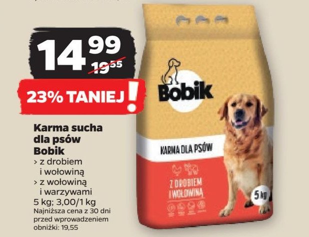 Karma dla psa z wołowiną i warzywami Bobik promocja