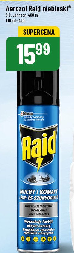 Aerozol niebieski Raid promocja