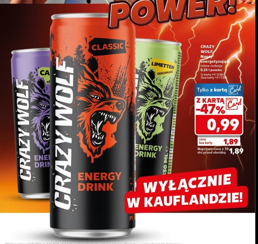 Napój energetyczny Crazywolf promocja w Kaufland