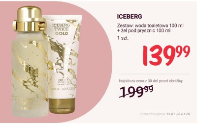 Zestaw Iceberg Twice Gold: woda toaletowa 100 ml + żel pod prysznic 100 ml promocja w Rossmann