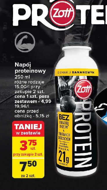 Napój proteinowy bananowy Zott protein promocja