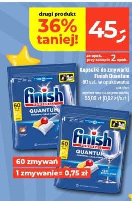 Kapsułki do zmywarki Finish Quantum 60 szt w opakowaniu promocja w Dealz