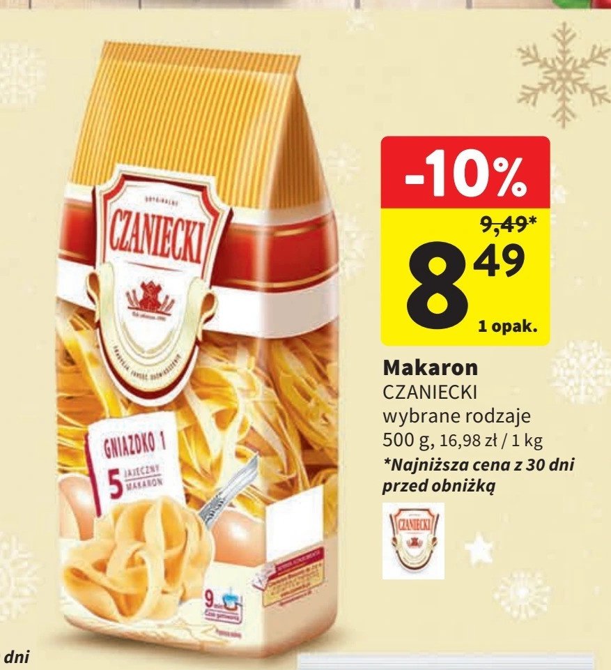 Makaron 5-jajeczny gniazdko nr 1 Czaniecki promocja